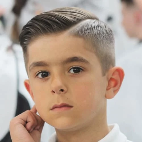 Haircuts For Boys High Fade with Hard Side Part